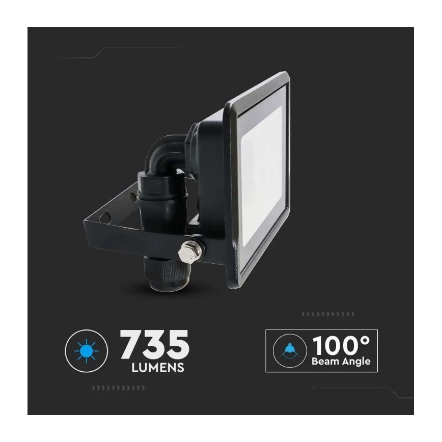 LED Prožektors ar tiešu savienojumu SAMSUNG CHIP LED/10W/230V IP65 6500K melns