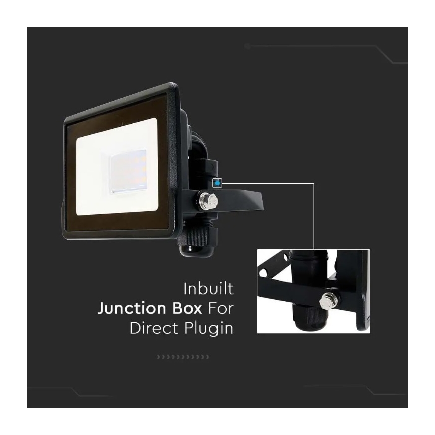 LED Prožektors ar tiešu savienojumu SAMSUNG CHIP LED/10W/230V IP65 6500K melns