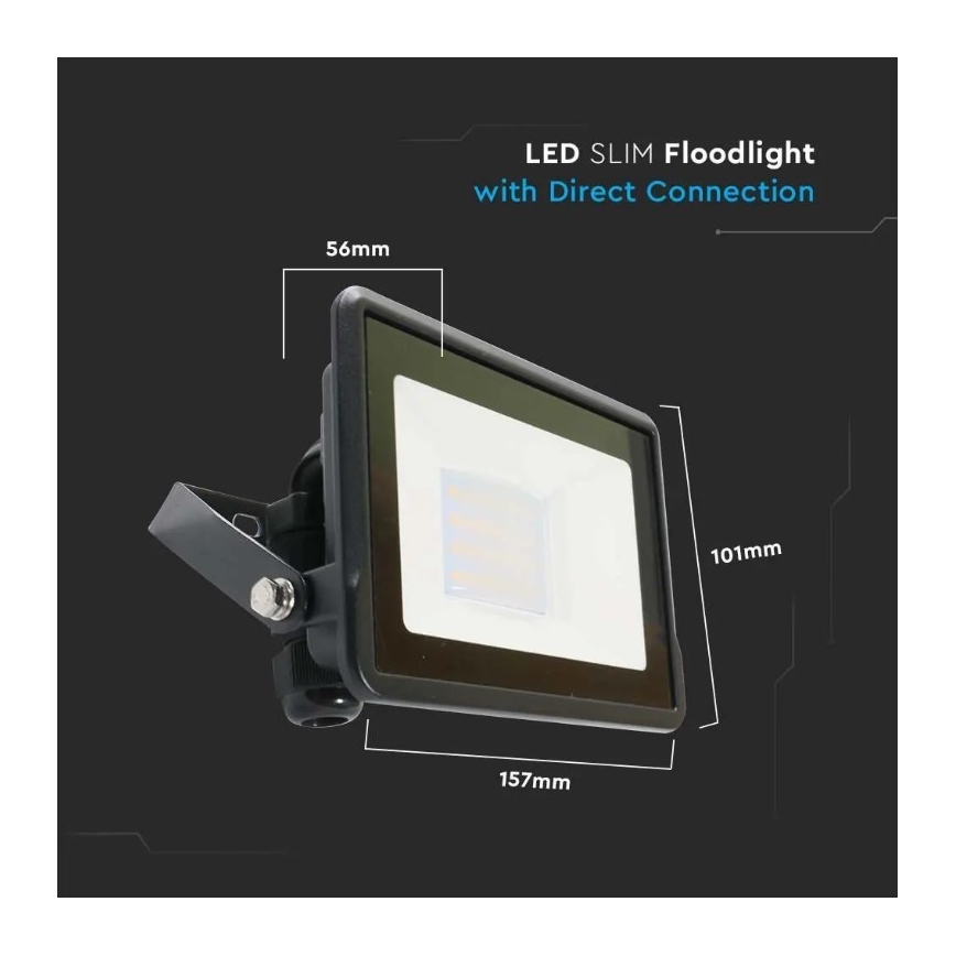 LED Prožektors ar tiešu savienojumu SAMSUNG CHIP LED/20W/230V IP65 6500K