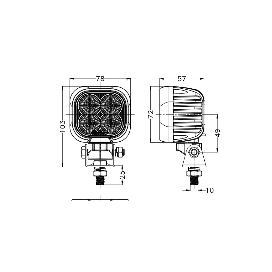 LED Prožektors automašīnai BLACK LED/40W/10-30V IP69 5700K leņķa