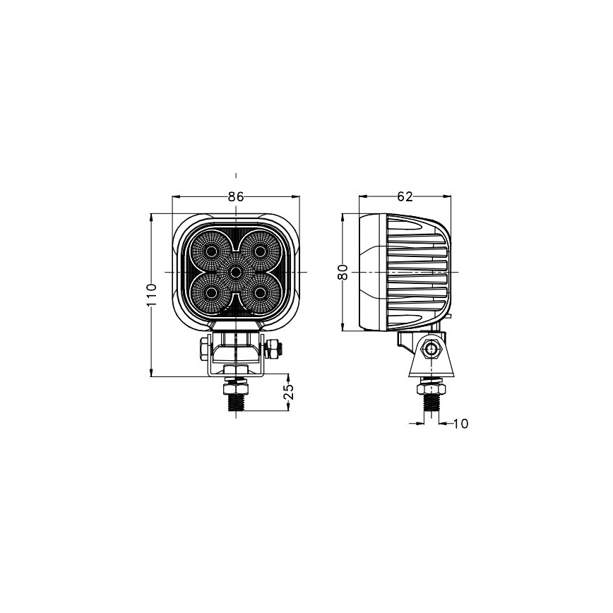LED Prožektors automašīnai BLACK LED/50W/10-30V IP69 5700K leņķa