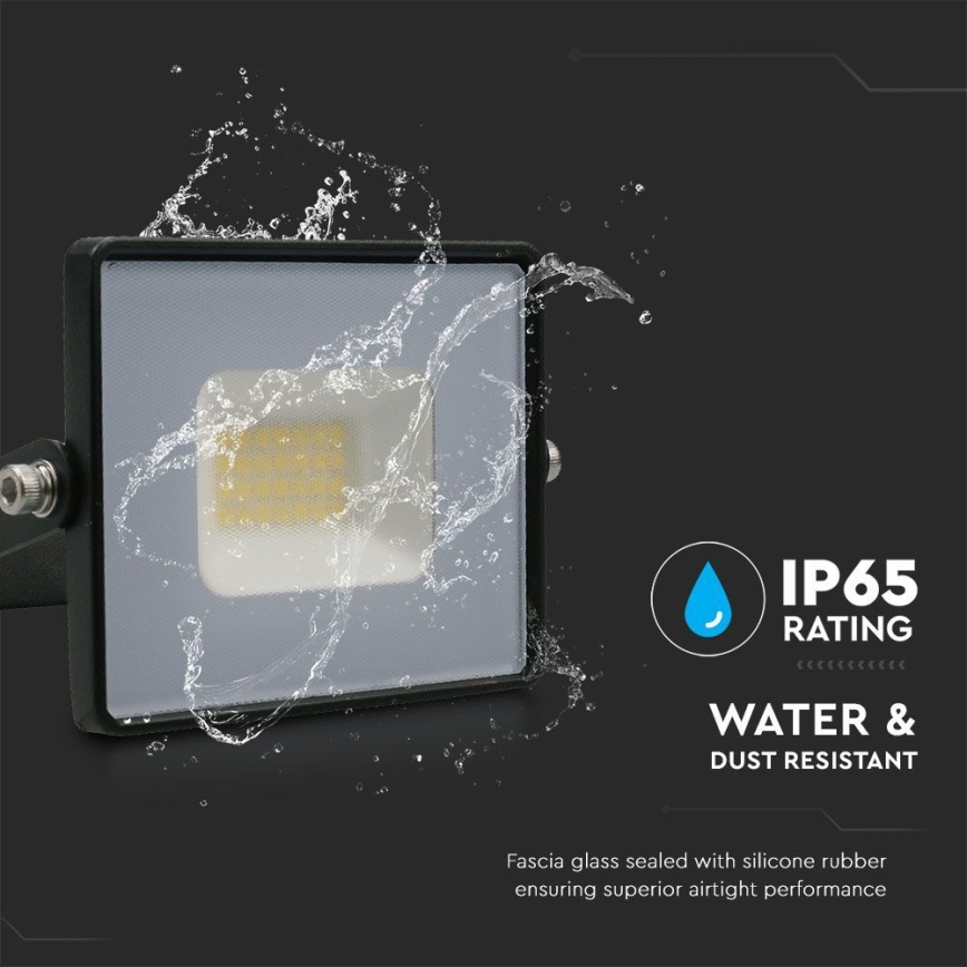 LED Prožektors LED/20W/230V 6500K IP65 melna