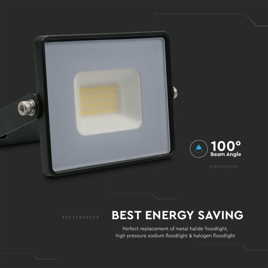 LED Prožektors LED/20W/230V 6500K IP65 melna