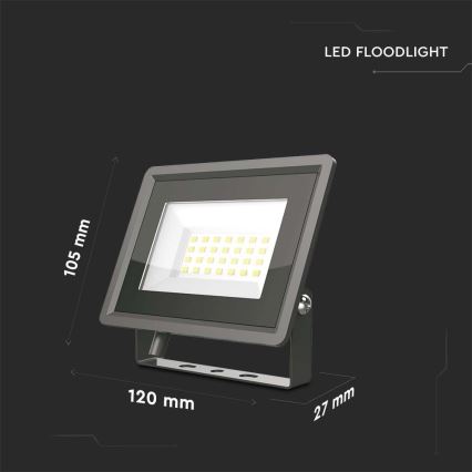 LED Prožektors LED/20W/230V 6500K IP65 melns