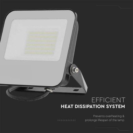 LED Prožektors LED/50W/230V 4000K IP65 melna