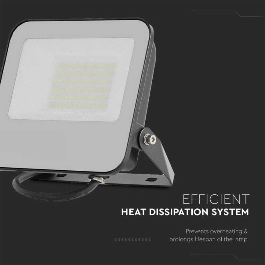 LED Prožektors LED/50W/230V 4000K IP65 melna