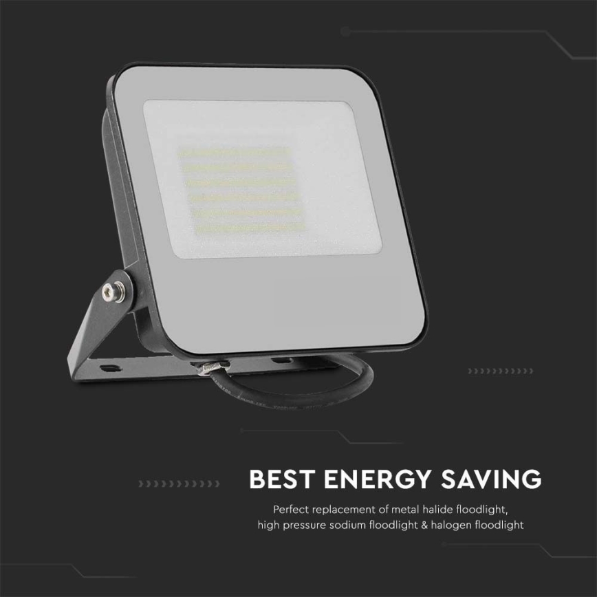 LED Prožektors LED/50W/230V 4000K IP65 melna