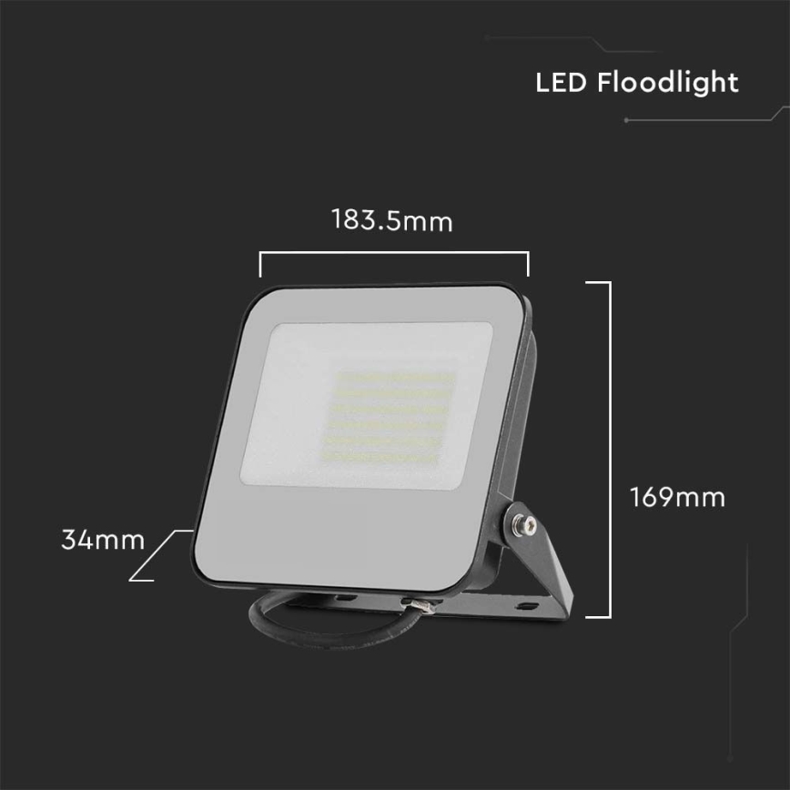 LED Prožektors LED/50W/230V 4000K IP65 melna