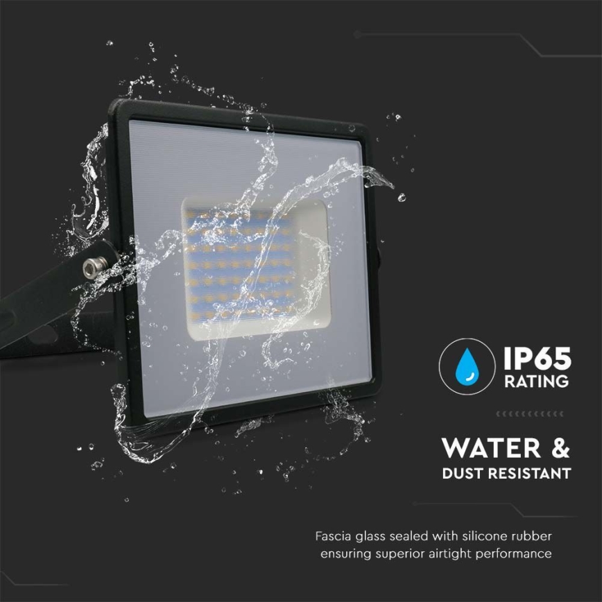 LED Prožektors LED/50W/230V 6500K IP65 melna