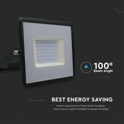 LED Prožektors LED/50W/230V 6500K IP65 melna