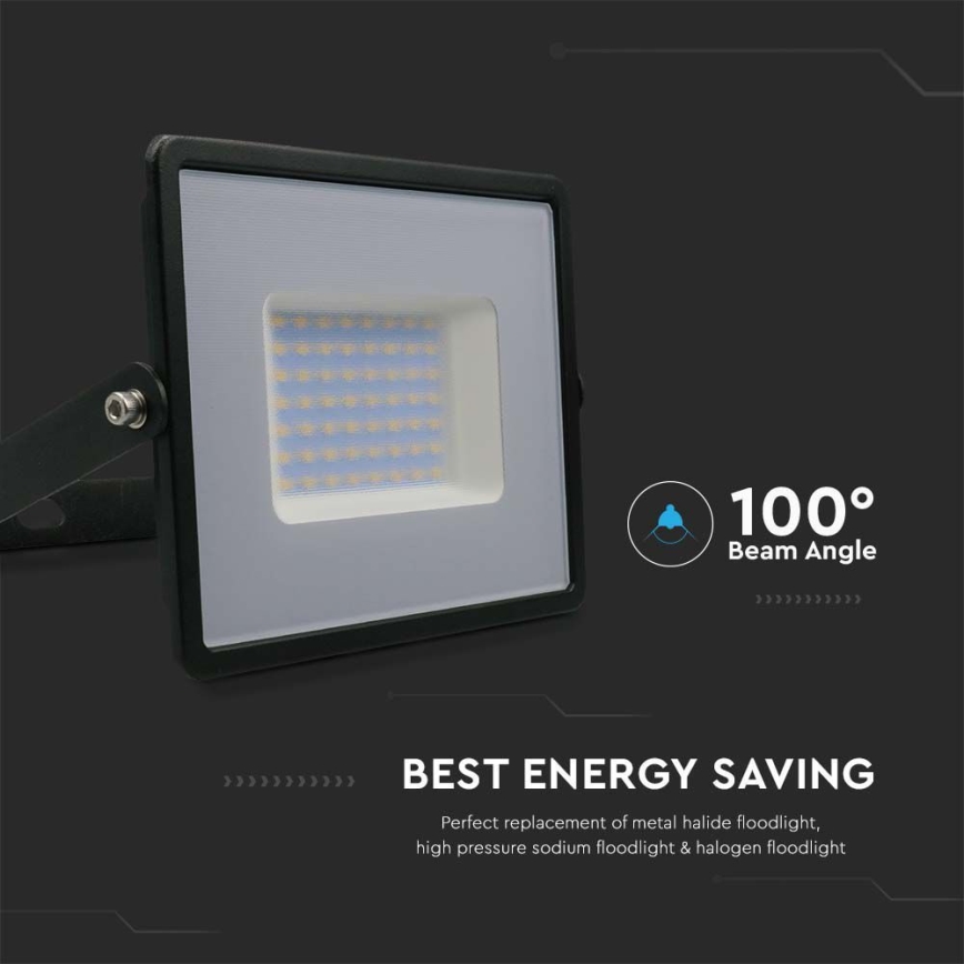LED Prožektors LED/50W/230V 6500K IP65 melna