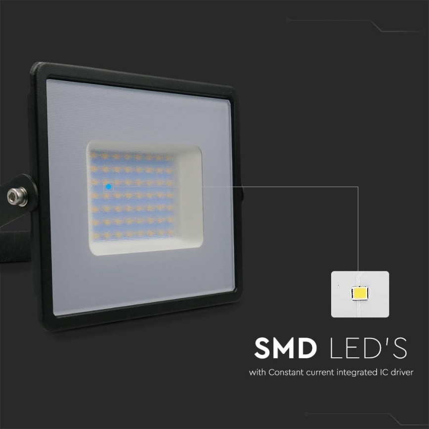 LED Prožektors LED/50W/230V 6500K IP65 melna