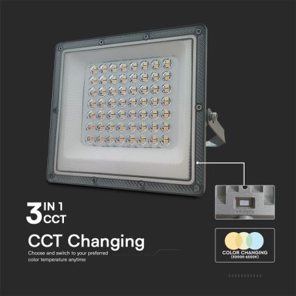 LED Prožektors LED/50W/230V IP65 3000/4000/6500K pelēka