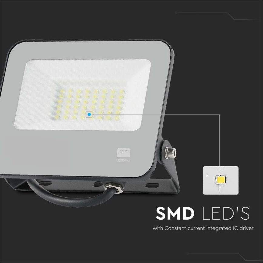 LED Prožektors SAMSUNG CHIP LED/30W/230V 4000K IP65 melna