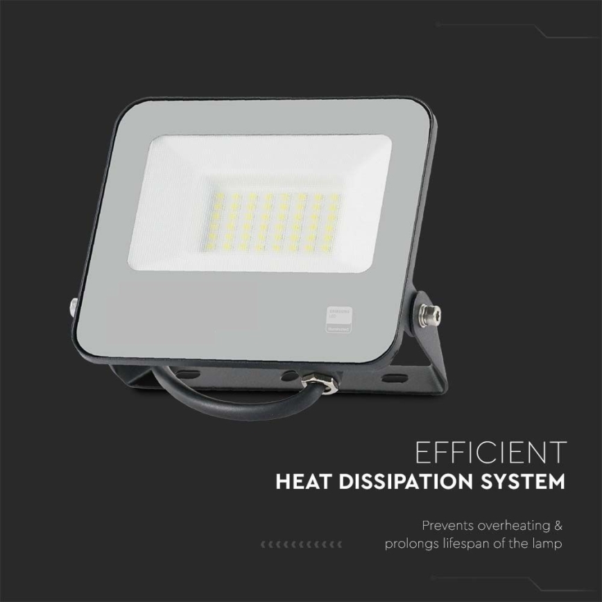 LED Prožektors SAMSUNG CHIP LED/30W/230V 4000K IP65 melna