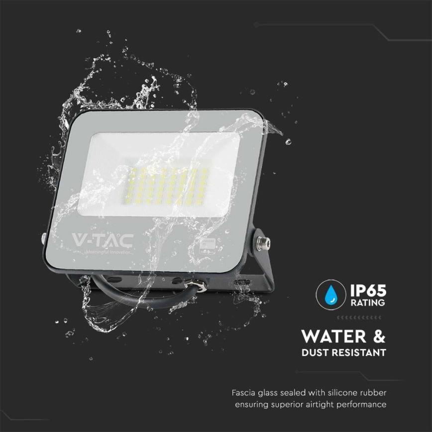 LED Prožektors SAMSUNG CHIP LED/30W/230V 4000K IP65 melna