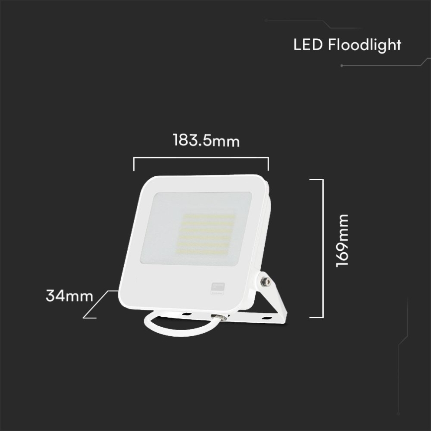 LED Prožektors SAMSUNG CHIP LED/50W/230V 6500K IP65 balta