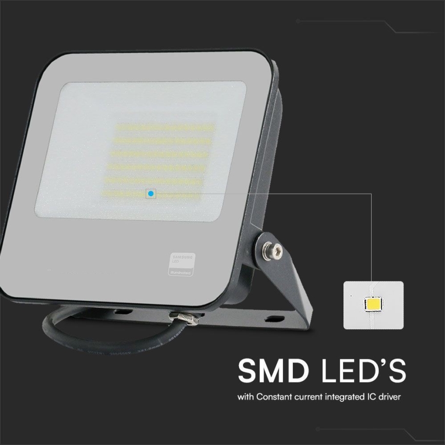 LED Prožektors SAMSUNG CHIP LED/50W/230V 6500K IP65 melna