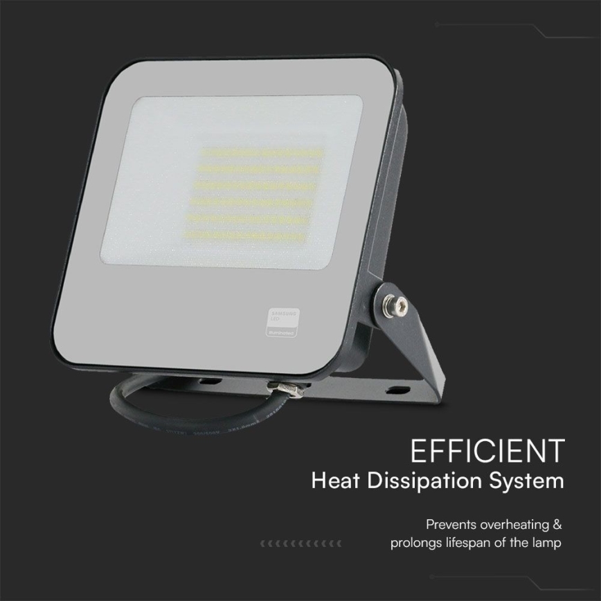 LED Prožektors SAMSUNG CHIP LED/50W/230V 6500K IP65 melna