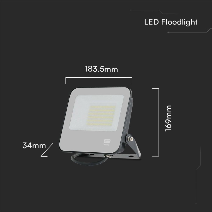 LED Prožektors SAMSUNG CHIP LED/50W/230V 6500K IP65 melna