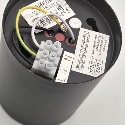 LED virsmas gaismeklis TACO 1xE27/15W/230V melns