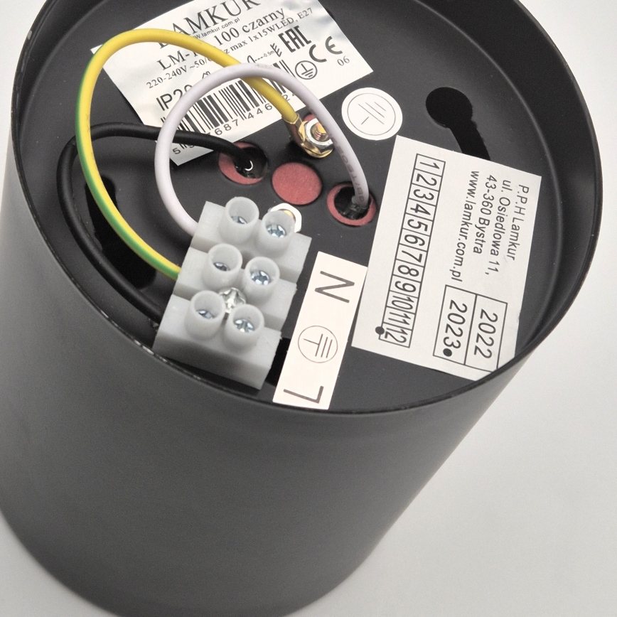 LED virsmas gaismeklis TACO 1xE27/15W/230V melns