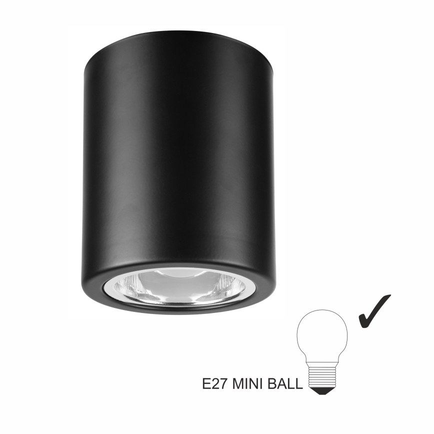 LED virsmas gaismeklis TACO 1xE27/15W/230V melns