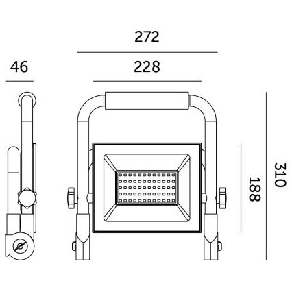 LED Prožektors TIGRA LED/100W/4000K IP54 melna/dzeltena