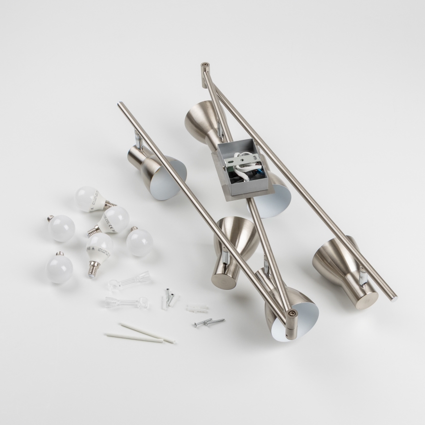 LED punktveida gaismeklis 6xE14/5W/230V matēts hroms