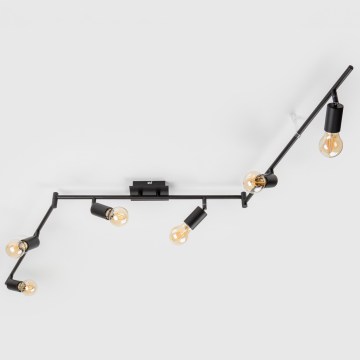 LED punktveida gaismeklis 6xE27/6,5W/230V melns