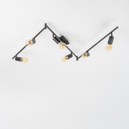 LED punktveida gaismeklis 6xE27/6,5W/230V melns