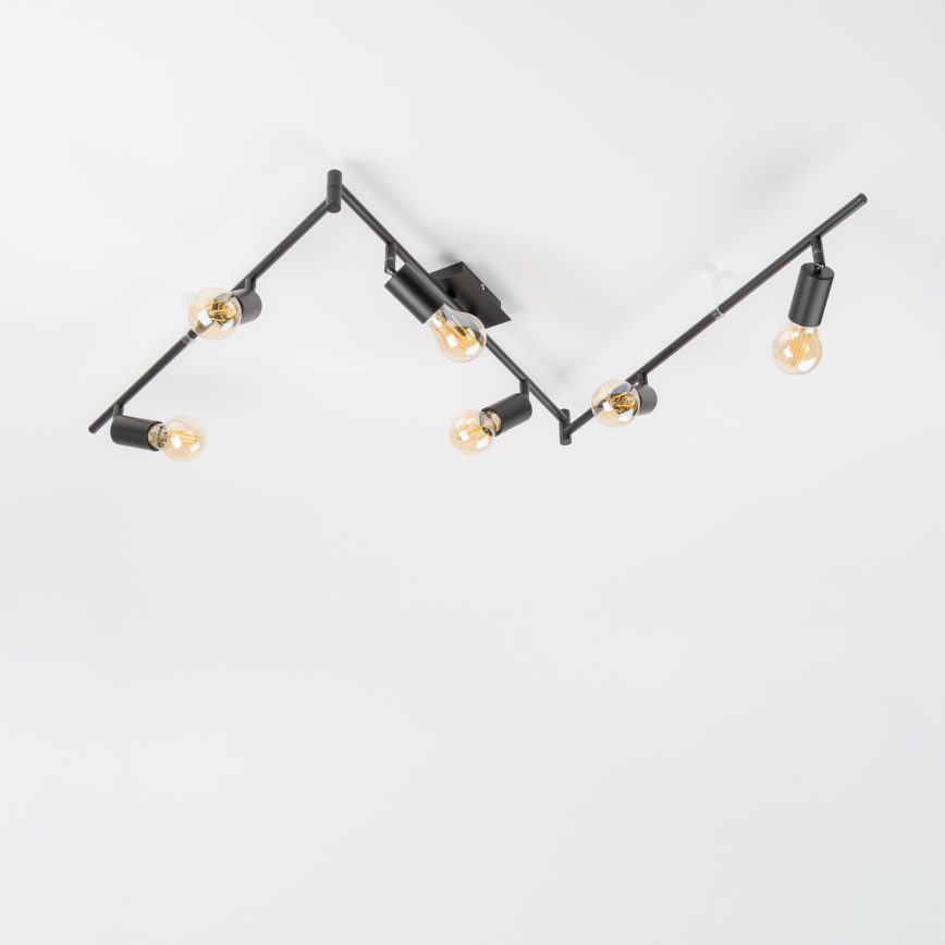 LED punktveida gaismeklis 6xE27/6,5W/230V melns