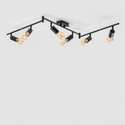 LED punktveida gaismeklis 6xE27/6,5W/230V melns