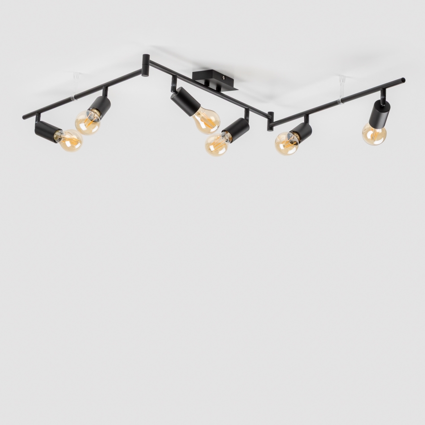 LED punktveida gaismeklis 6xE27/6,5W/230V melns