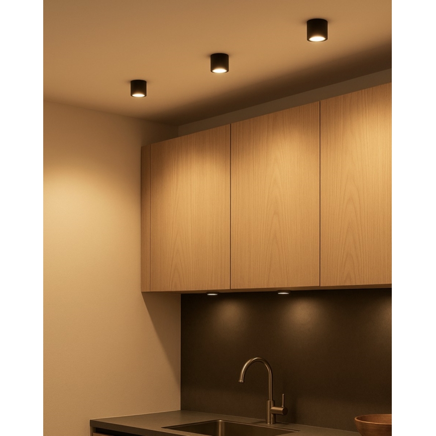 LED punktveida gaismeklis LED/5W/230V 3000/4000/6400K pr. 7,5 cm melns