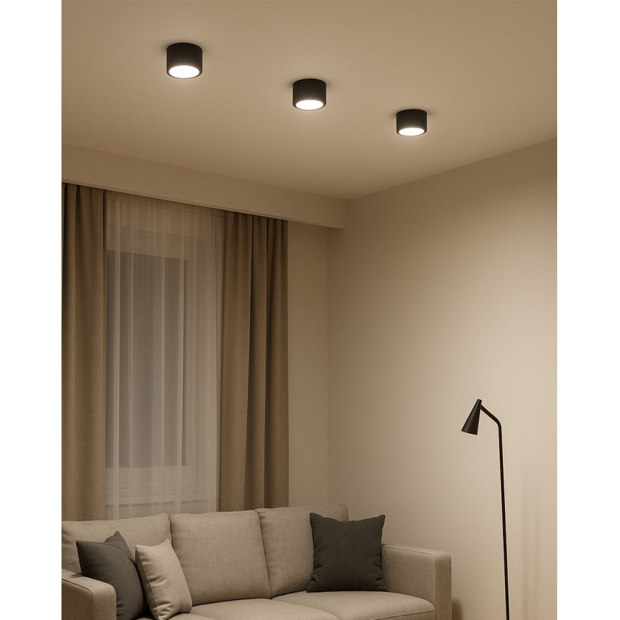 LED punktveida gaismeklis LED/5W/230V 3000/4000/6400K pr. 7,5 cm melns