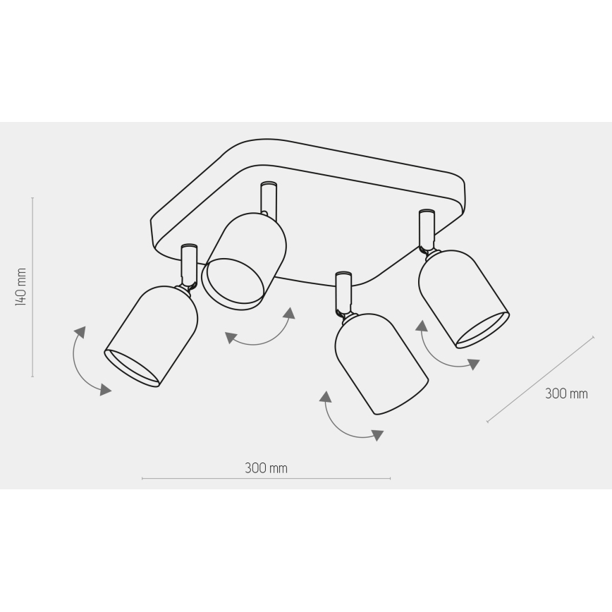 LED punktveida gaismeklis TOP 4xGU10/10W/230V zelta/melna