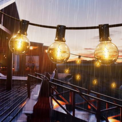 LED regulējama āra dekoratīvā virtene 25xE12/1W/24/230V 17,5 m IP65 melna + tālvadība