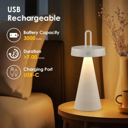 LED regulējama āra uzlādējamā skārienjutīgā galda lampa HALO LED/1,5W/3,7V 3000 mAh IP44 pelēka