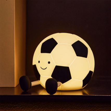 LED Regulējama bērnu pieskāriena lampa FOOTBALL LED/2W/5V USB 1200 mAh balta/melna