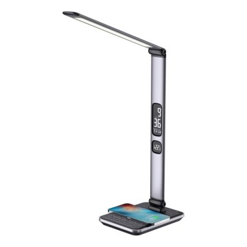 LED regulējama galda lampa LED/8,5W/230V ar bezvadu uzlādi sudraba