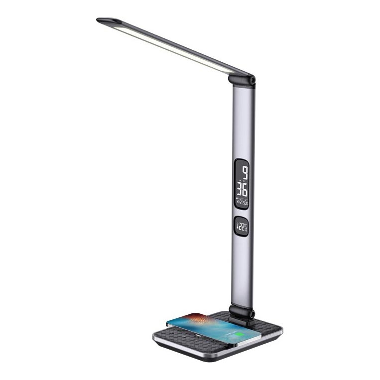 LED regulējama galda lampa LED/8,5W/230V ar bezvadu uzlādi sudraba