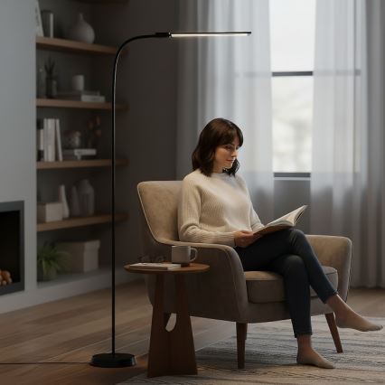 LED regulējamā grīdas lampa TEILO LED/14W/230V 3000/4000/6000K melna