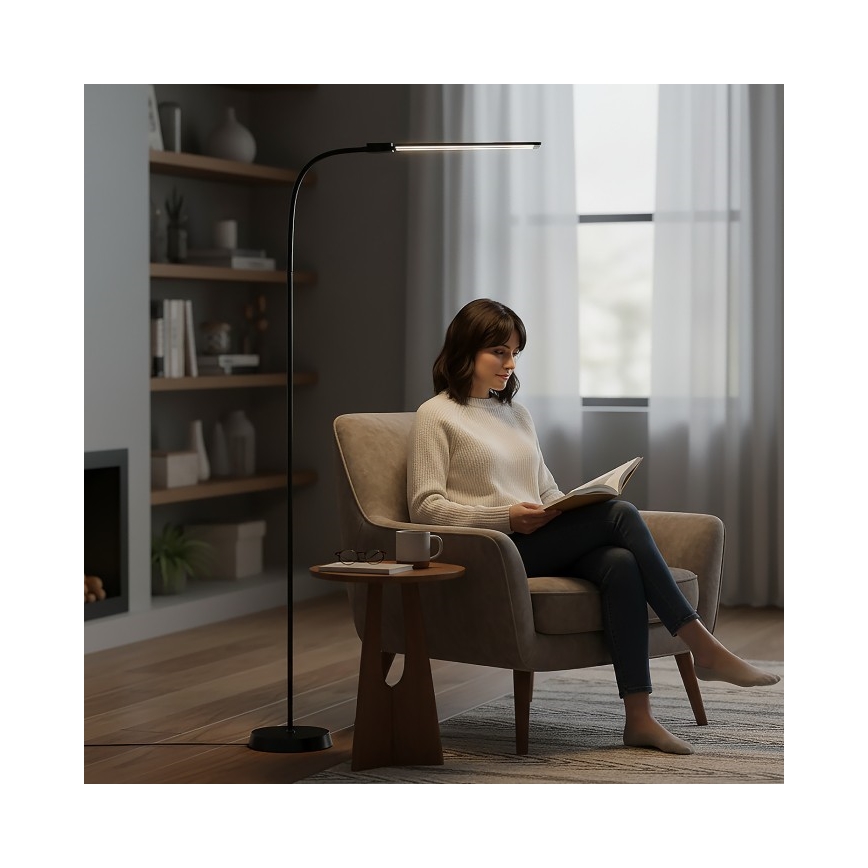 LED regulējamā grīdas lampa TEILO LED/14W/230V 3000/4000/6000K melna