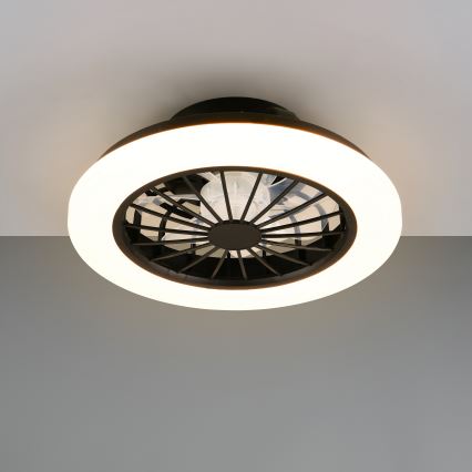 LED RGBW dimējama griestu lampa ar ventilatoru GHANA LED/24W/230V 3000-6500K balta/melna + tālvadība