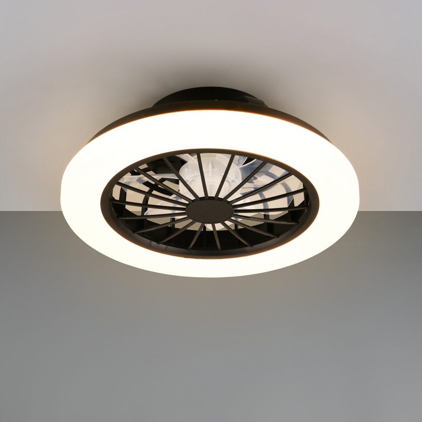 LED RGBW dimējama griestu lampa ar ventilatoru GHANA LED/24W/230V 3000-6500K balta/melna + tālvadība