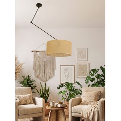 LED regulējama griestu lampa uz stieņa GORTA 1xE27/60W/230V džuta