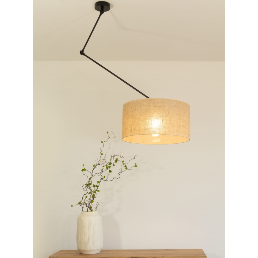 LED regulējama griestu lampa uz stieņa GORTA 1xE27/60W/230V džuta