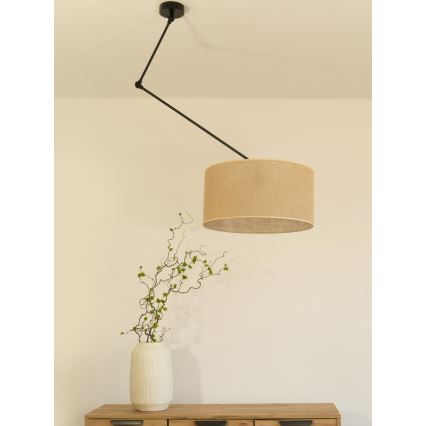 LED regulējama griestu lampa uz stieņa GORTA 1xE27/60W/230V džuta