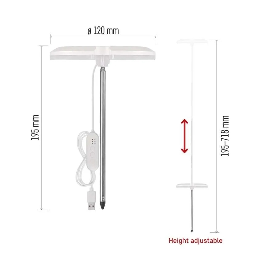 LED regulējamā iekštelpu lampa augu audzēšanai GROW LED/8W/5V